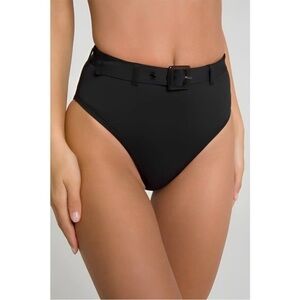 Good American Show Off Bikini Bottom in Black Size‎ 3/Large Belted Stretch Swim